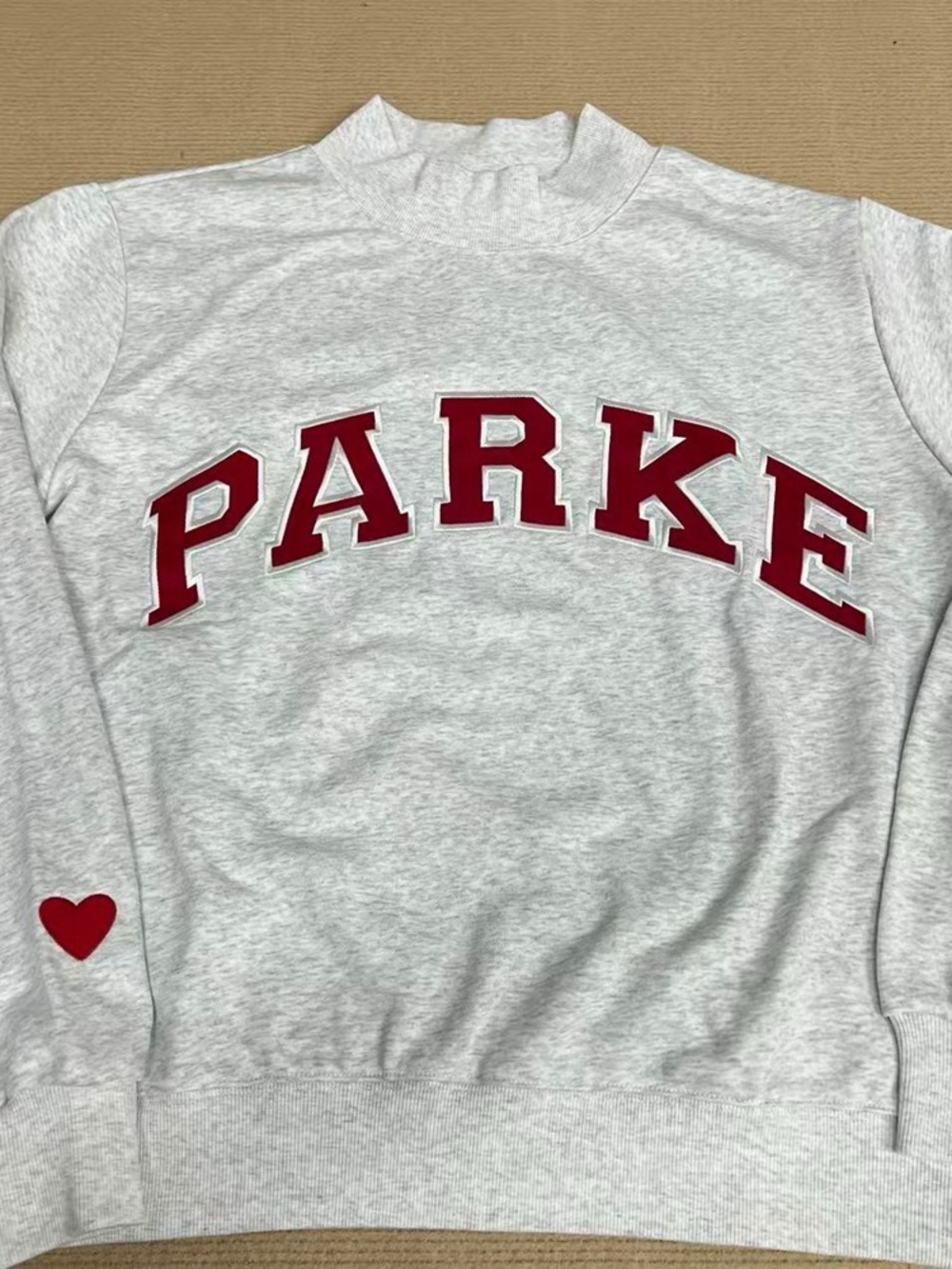 Parke Crewneck Sweatshirt in Light Gray with Red Appliqué
